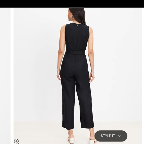 EUC LOFT Linen Blend Black Sleeveless Jumpsuit - Picture 3 of 5